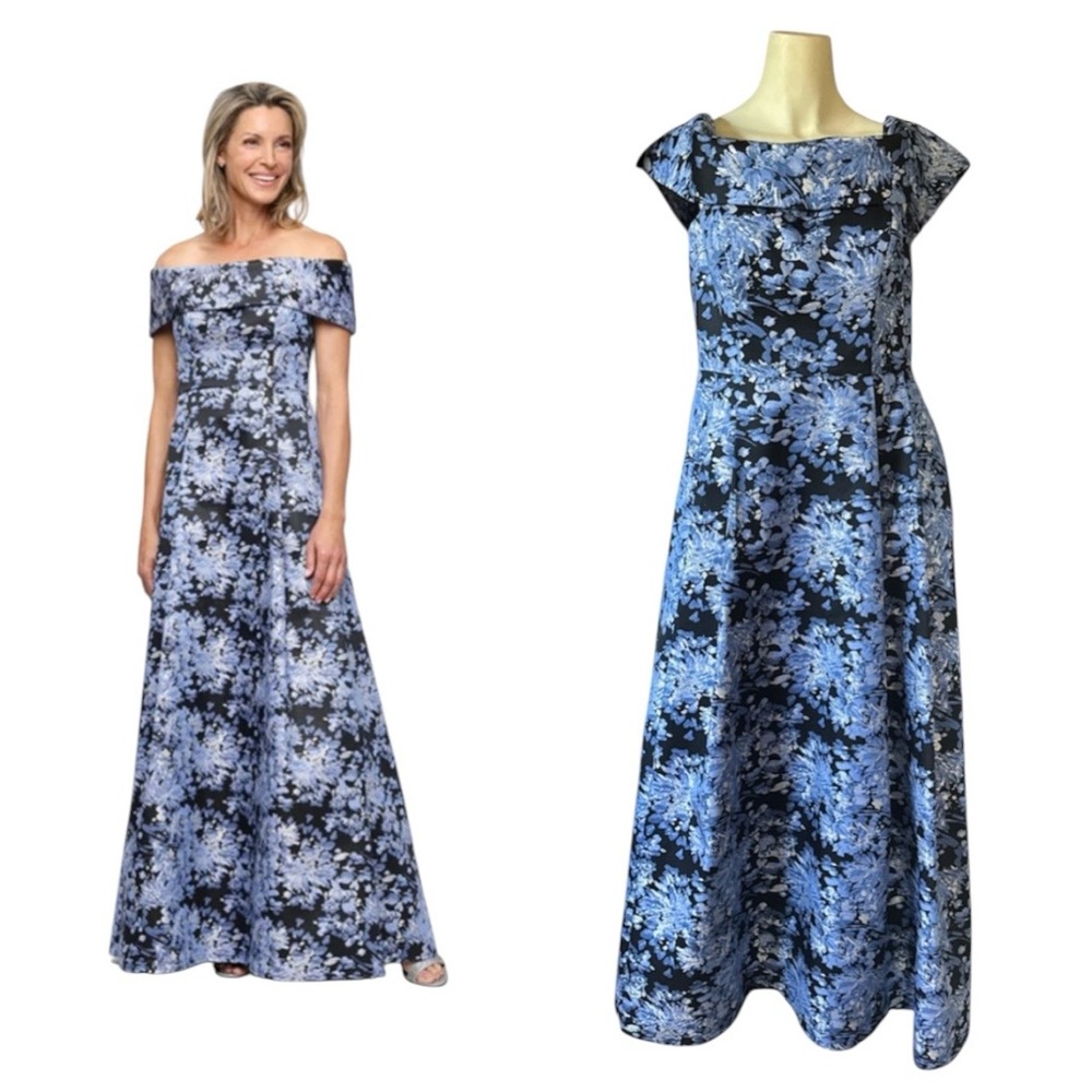 Alex Evenings JACQUARD OFF-THE SHOULDER BALL GOWN Sleeveless Floor-Length Evenin